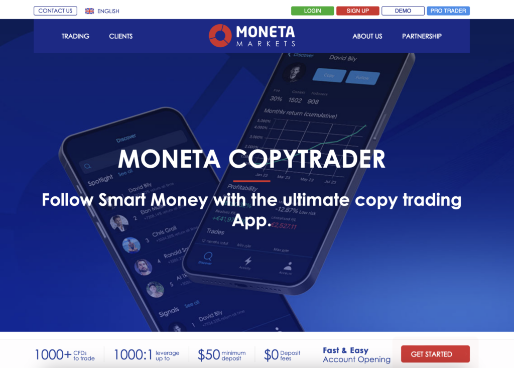 Moneta Markets homepage