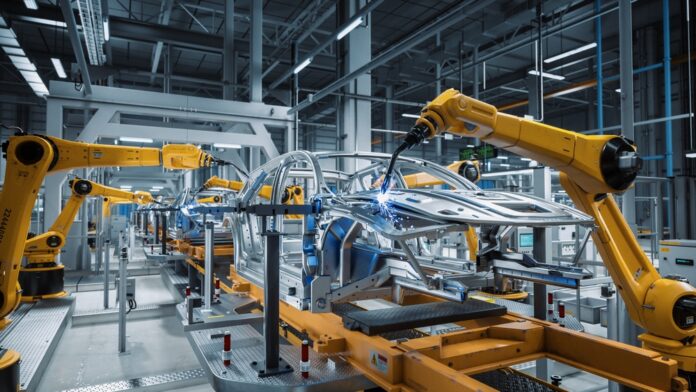 CarFactory3dConceptAutomatedRobotArmAssemblyLineManufacturing manufaktura auta
