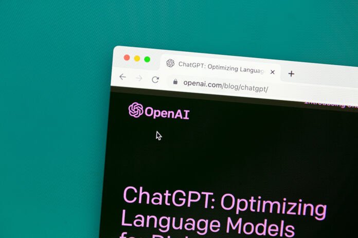 OpenAI ChatGPT website on a computer screen Open AI