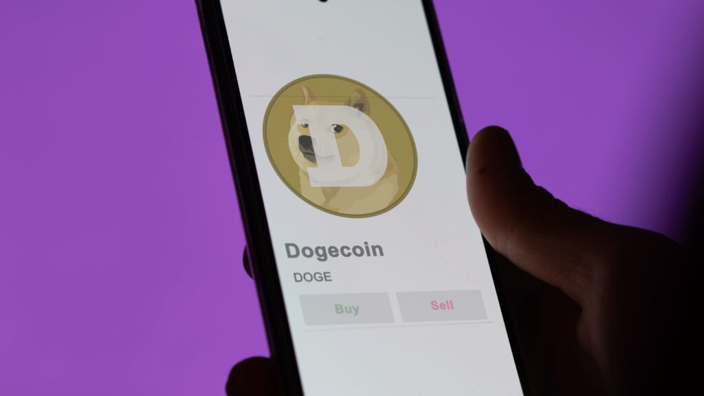 Dogecoin crypto asset on the screen of an exchange DOGE dogecoin price stocks $DOGE on a device - Forex.sk Dogecoin