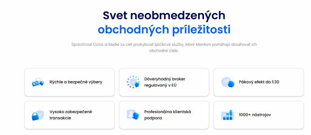 Ozios: čo broker ponúka