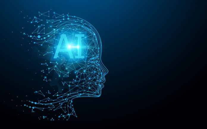 AI - Artificial intelligence Ai digital brain Robotics concept Human face made from polygon Illustration vector AI
