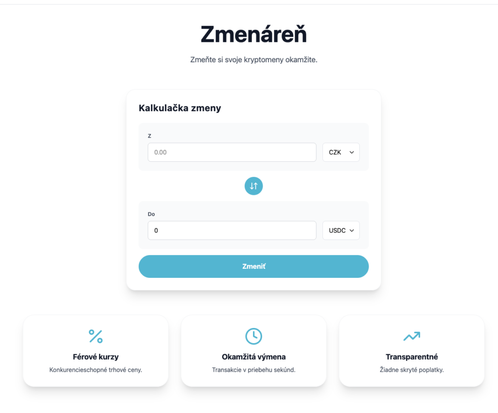 Zobrazenie webovej stránky brokera: crypto4me.eu
Zmenáreň