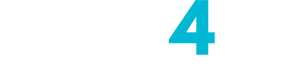 Crypto4me logo (wordmark) with a turquoise blue '4' in the center on white letters.